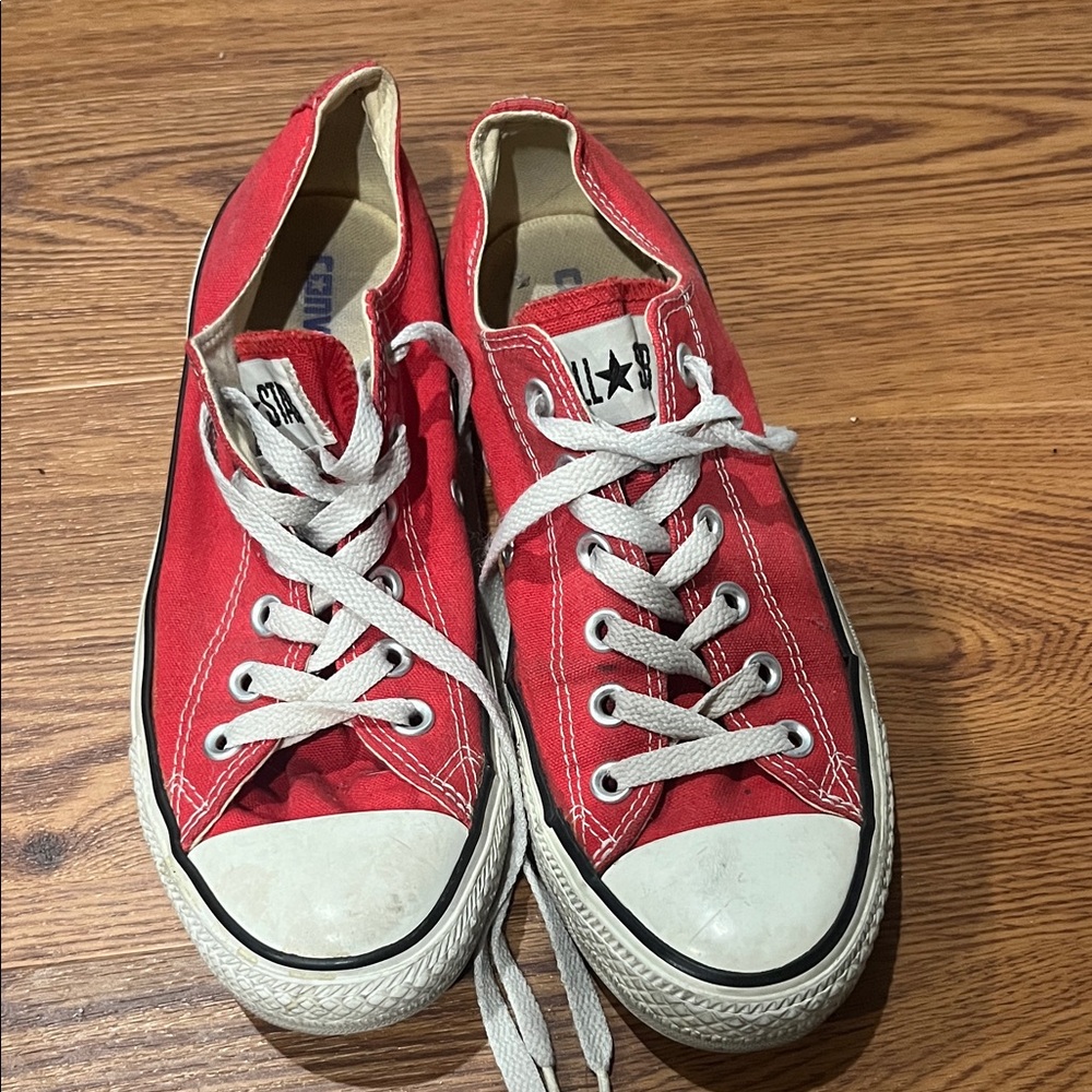 Converse Red Canvas Sneakers with White Accents